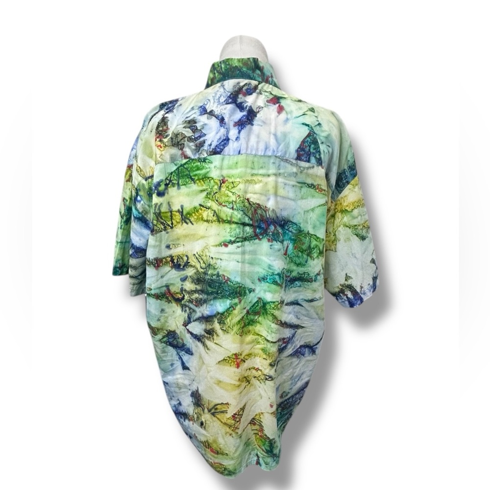 Sambisari Mens Button Down Shirt Casual Colorful Art To Wear Ice Dyed Streetwear - Picture 6 of 13